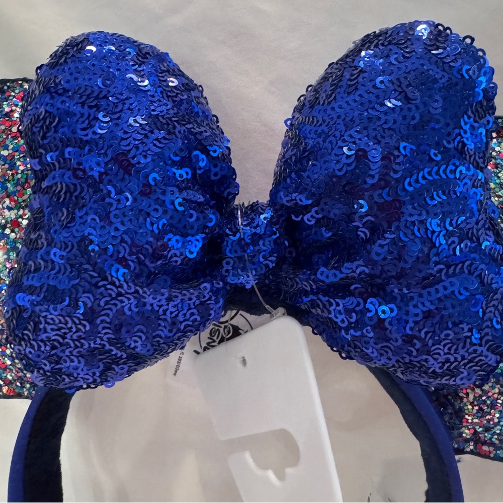 NWT Disney Blue Sequin Mickey/Minnie Ears Headband with Colorful Glitter 2020 - Picture 2 of 7